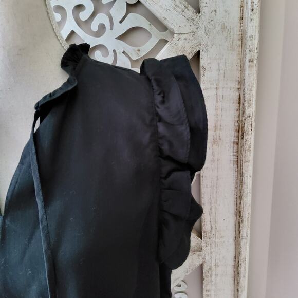 Nanette Lepore Women's Flutter Sleeve Ruffle Neck V-Neck Pullover Top in Black - Picture 3 of 8